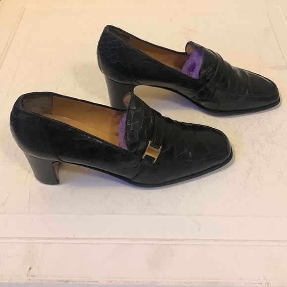 Mauri Women's Luxury Leather Heeled Loafers Genuine Alligator Size 8B - Picture 3 of 15